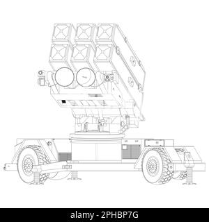 Anti - système de défense aérienne d'avion Aspide coloriage Book. NASAMS Skyguard. MIM-104 Patriot. Illustration vectorielle isolée sur fond blanc. Illustration de Vecteur