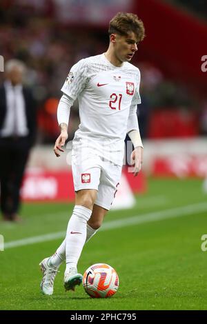 Nicola Zalewski de Pologne lors de l'UEFA Euro 2024, qualifications européennes, match de football du Groupe E entre la Pologne et l'Albanie sur 27 mars 2023 au PGE Narodowy à Varsovie, Pologne - photo Piotr Matusewicz / DPPI Banque D'Images