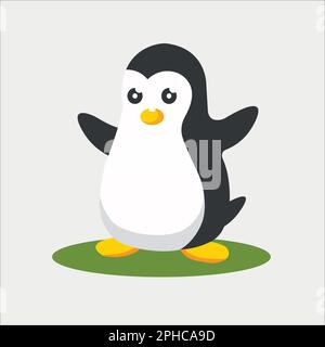Illustration vectorielle de pingouin mignon et dessinée isolée sur fond blanc Illustration de Vecteur