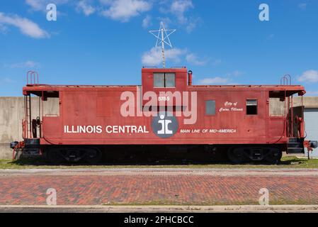 Le Caire, Illinois - États-Unis - 19 mars 2023 : ancien wagon central de l'Illinois au Caire, Illinois, États-Unis. Banque D'Images