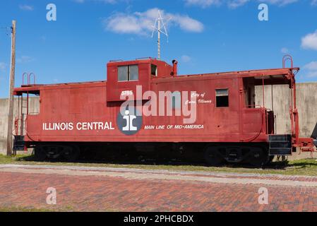 Le Caire, Illinois - États-Unis - 19 mars 2023 : ancien wagon central de l'Illinois au Caire, Illinois, États-Unis. Banque D'Images