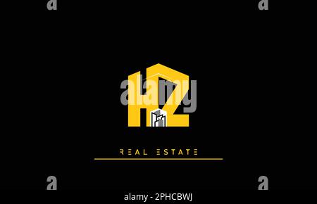 Immobilier lettres initiales Monogram logo HZ , ZH Illustration de Vecteur