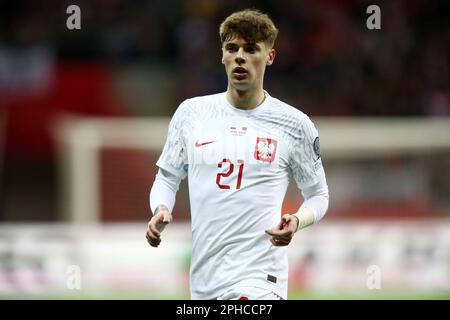 Nicola Zalewski de Pologne lors de l'UEFA Euro 2024, qualifications européennes, match de football du Groupe E entre la Pologne et l'Albanie sur 27 mars 2023 au PGE Narodowy à Varsovie, Pologne - photo: Piotr Matusewicz/DPPI/LiveMedia Banque D'Images