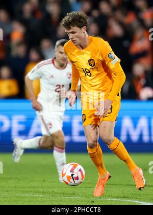 Rotterdam, pays-Bas. 27th mars 2023. ROTTERDAM, PAYS-BAS - MARS 27: Mat Wieffer des pays-Bas lors du match de qualification de l'UEFA EURO 2024 entre les pays-Bas et Gibraltar au Stadion Feijenoord on 27 mars 2023 à Rotterdam, pays-Bas (photo de Peter sous/Orange Pictures) Credit: Orange pics BV/Alay Live News Banque D'Images