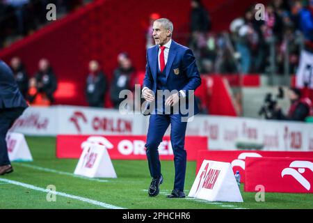 Varsovie, Pologne. 27th mars 2023. Sylvinho lors du match de qualification de l'UEFA Euro 2024 entre la Pologne et l'Albanie sur 27 mars 2023 à Varsovie, Pologne. (Photo par Adam Starszynski/PressFocus/Sipa USA) crédit: SIPA USA/Alay Live News Banque D'Images