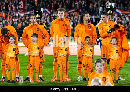 Rotterdam, pays-Bas. 27th mars 2023. Rotterdam - Mats Wieffer de Hollande pendant le match entre les pays-Bas et Gibraltar au Stadion Feijenoord de Kuip le 27 mars 2023 à Rotterdam, pays-Bas. Crédit : photos Box to Box/Alamy Live News Banque D'Images