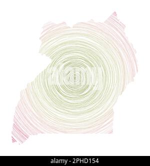 Carte de l'Ouganda remplie de cercles concentriques. Esquissez des cercles de style en forme de pays. Illustration vectorielle. Illustration de Vecteur