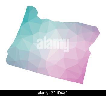 Carte polygonale de l'Oregon. Illustration géométrique de l'état américain dans les couleurs émeraude et améthyste. Carte Oregon dans le style poly bas. Illustration de Vecteur