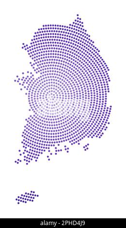 Carte en pointillés de Corée du Sud. Forme de style numérique de la Corée du Sud. Icône Tech du pays avec des points gradués. Illustration vectorielle attrayante. Illustration de Vecteur