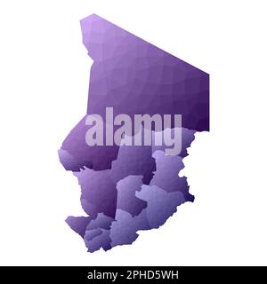 Carte du Tchad. Contour de pays de style géométrique. Belle illustration vectorielle violette. Illustration de Vecteur