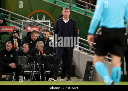 Dublin, Irlande. 27th mars 2023. Entraîneur de l'Irlande Stephen Kenny lors de l'UEFA Euro 2024, qualifications européennes, match de football du Groupe B entre la République d'Irlande et la France sur 27 mars 2023 à l'arène de Dublin, République d'Irlande - photo Jean Catuffe/DPPI crédit: DPPI Media/Alay Live News Banque D'Images