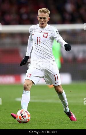 Karol Swiderski de Pologne lors de l'UEFA Euro 2024, qualifications européennes, match de football du Groupe E entre la Pologne et l'Albanie sur 27 mars 2023 au PGE Narodowy à Varsovie, Pologne - photo: Piotr Matusewicz/DPPI/LiveMedia Banque D'Images