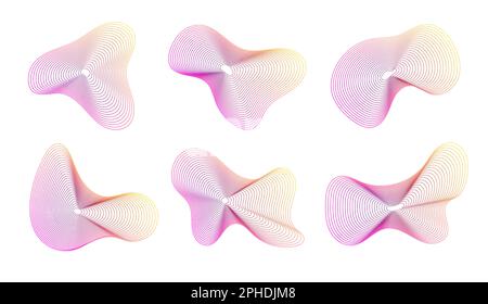 Formes amorphes dynamiques, formes fluides abstraites avec gradient, forme liquide composée de lignes avec effet de mélange. Illustration de Vecteur