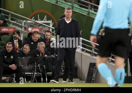 Entraîneur de l'Irlande Stephen Kenny lors de l'UEFA Euro 2024, qualifications européennes, match de football du Groupe B entre la République d'Irlande et la France sur 27 mars 2023 à l'arène de Dublin, République d'Irlande - photo: Jean Catuffe/DPPI/LiveMedia Banque D'Images