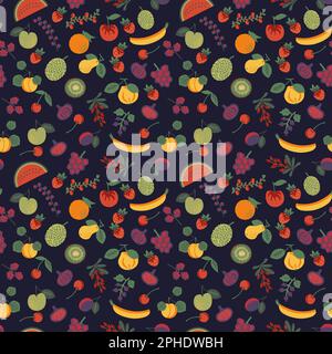Motif vectoriel de fruits et de baies sans couture Illustration de Vecteur