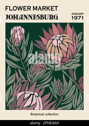 Affiche abstraite marché aux fleurs imprimé vectoriel. Illustration de Vecteur