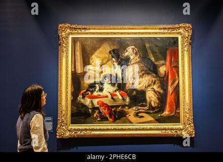 Londres, Royaume-Uni. 28th mars 2023. Edwin Landseer, Hector, Nero et Dash avec le Parrot Lory, 1838 Royal Collection Trust/ sa Majesté le Roi Charles III 2023 Faithless et Fearless 29 mars au 15 octobre 2023 crédit: Paul Quezada-Neiman/Alay Live News Banque D'Images