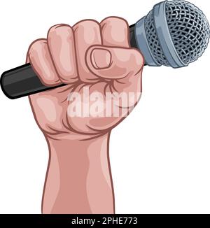 Microphone Dist main main Comic Book Pop Art dessin animé Illustration de Vecteur