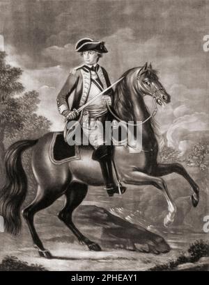 George Washington, 1732 - 1799. Portrait équestre. Premier Président des États-Unis d'Amérique. Mezzotint après une peinture d'un artiste non identifié. Banque D'Images
