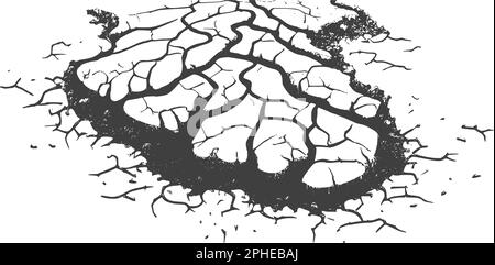 Dommages causés par des catastrophes naturelles, des tremblements de terre ou la sécheresse.Split, fissure et trou noir dans le mur ou sur le sol. Catastrophe après la guerre. Illustration de Vecteur