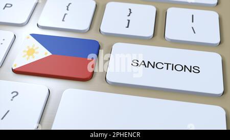 Les Philippines imposent des sanctions à certains pays. Sanctions imposées aux Philippines. Bouton du clavier. Politique Illustration 3D Illustration. Banque D'Images