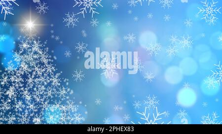 Fond de Noël avec flocons de neige et bokeh. Banque D'Images