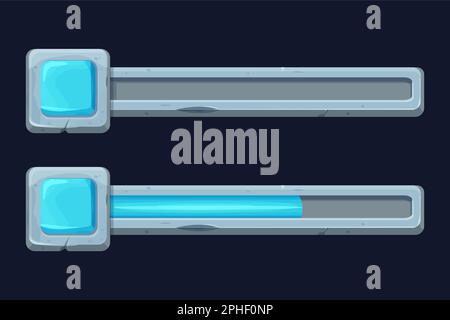 Barre de menu Stone, échelle de processus de progression pour interface de niveau dans le style de dessin animé isolé. Actif de jeu, modèle de jeu. Illustration vectorielle Illustration de Vecteur