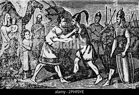 Jacob et Esau concilient, , Bible historique 1831, illustration Banque D'Images