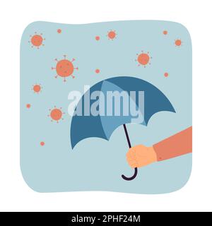 Main tenant le parapluie comme protection contre les virus Illustration de Vecteur