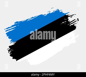 Grunge artistique drapeau brush de l'Estonie isolé sur fond blanc. Texture élégante du drapeau national Illustration de Vecteur