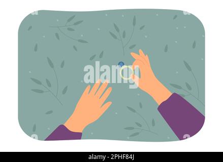 Illustration du vecteur plat de la bague de mise main Mans sur le doigt femelle Illustration de Vecteur