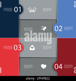 Couverture infographique - modèles de bannière en mosaïque numérotés avec icônes Illustration de Vecteur