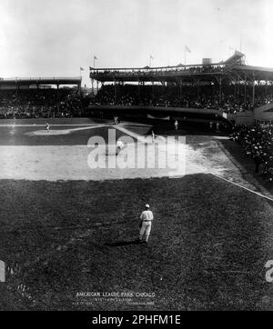 Photographie d'un match de baseball entre Boston et Chicago à South Side Park à Chicago, Illinois, 14 août, 1904. (Photo de l'agence d'information des États-Unis) Banque D'Images