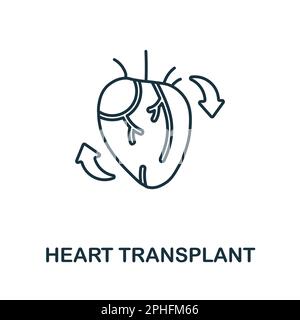 Icône de ligne de transplantation cardiaque. Signe d'élément de la collection de transplantation. Motif de greffe de coeur plat pour le dessin de web, infographies et Illustration de Vecteur