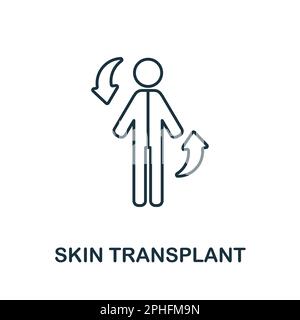 Icône de ligne de greffe de peau. Signe d'élément de la collection de transplantation. Panneau d'icône de contour de greffe de peau plate pour la conception de Web, infographies et plus encore. Illustration de Vecteur
