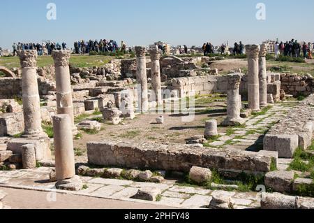 Vestiges de l'Église byzantine , la Citadelle, Amman, Jordanie Banque D'Images