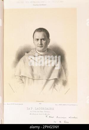 EL PADRE LACORDAIRE - REPRESENTANTE DE LA ASAMBLEA NACIONAL FRANCESA DE 1848 - LITOGRAFIA S XIX AUTEUR: SANTIAGO LLANTA Y GUERIN-LITOGRAFO-. Lieu: COLLECTION PRIVÉE. MADRID. ESPAGNE. LACORDAIRE JEAN BAPTISTE HENRI. Banque D'Images