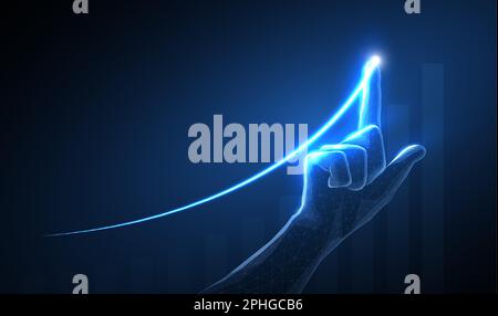 Croissance. Graphique de succès croissant avec une ligne de néon. Tendance à la hausse, progression de l'économie, concept de chiffre d'affaires de l'entreprise. Illustration de Vecteur