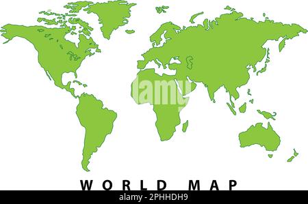 Carte du monde, silhouette simple stylisée dessinée à la main sur une ligne minimale, contour mince, illustration vectorielle de la forme Illustration de Vecteur