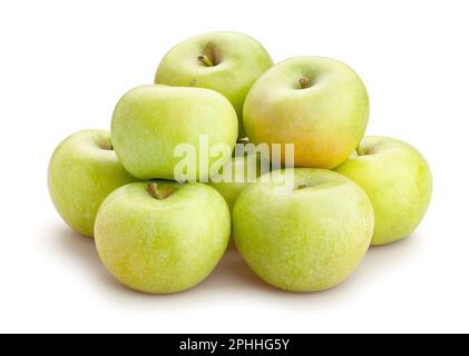 chemin de pommes vertes isolé sur blanc Banque D'Images