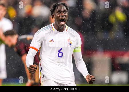 Cologne, Allemagne. 28th mars 2023. COLOGNE, ALLEMAGNE - MARS 28: Amadou Onana de Belgique pendant le match international amical entre l'Allemagne et la Belgique à RheinEnergieStadion sur 28 mars 2023 à Cologne, Allemagne (photo par Joris Verwijst/Orange Pictures) crédit: Orange pics BV/Alay Live News Banque D'Images