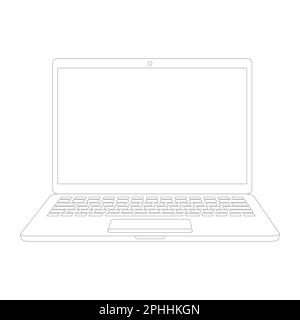 Icône de contour de ligne de l'ordinateur portable. Ouvrir le gadget linéaire de l'ordinateur. Illustration vectorielle isolée sur blanc. Illustration de Vecteur