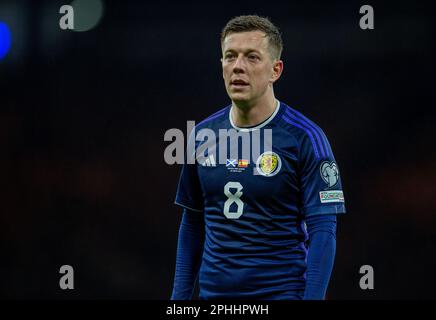 28th mars 2023 ; Hampden Park, Glasgow, Écosse : football de qualification euro 2024, Écosse contre Espagne ; Callum McGregor, Écosse Banque D'Images