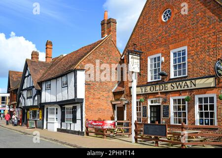 Ye Olde Swan Pub, High Street, Burnham, Buckinghamshire, Angleterre, Royaume-Uni Banque D'Images