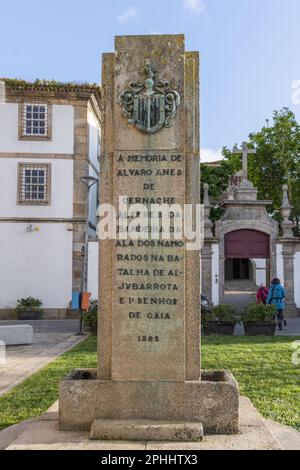 Europe, Portugal, Porto, Vila Nova de Gaia. Mémorial à Alvaro Anes Cernache. Banque D'Images