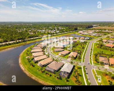 Quartiers de photo aérienne à Vero Beach Florida USA Banque D'Images