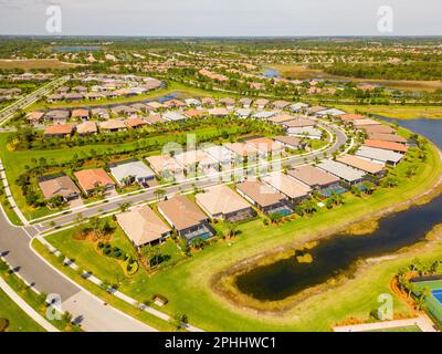 Quartiers de photo aérienne à Vero Beach Florida USA Banque D'Images