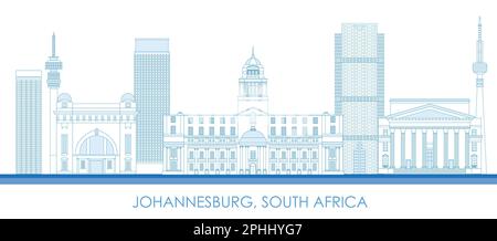 Aperçu Skyline panorama de la ville de Johannesburg, Afrique du Sud - illustration vectorielle Illustration de Vecteur