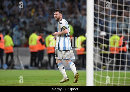 Santiago del Estero, Argentine, 28th mars 2023. Lionel Messi d'Argentine, pendant le match entre l'Argentine et Curaçao, pour l'International friendly 2023, au stade Unico Madre de Ciudades, à Santiago del Estero sur 28 mars. Photo: Luciano Bisbal/DiaEsportivo/Alamy Live News Banque D'Images