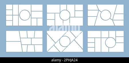 Mosaïque de photos, modèles de cadre de tableau de modboard. Maquette d'album de photographie, présentation de galerie ou composition d'affichage, présentation, marque broc Illustration de Vecteur